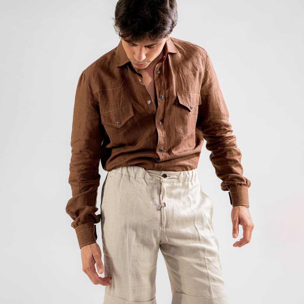 Camicia Western 100% lino